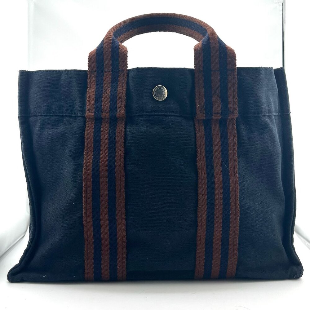 #R33 Hermès Tote Navy/Ochre, 💯 Authentic! Very Good Vintage Preowned